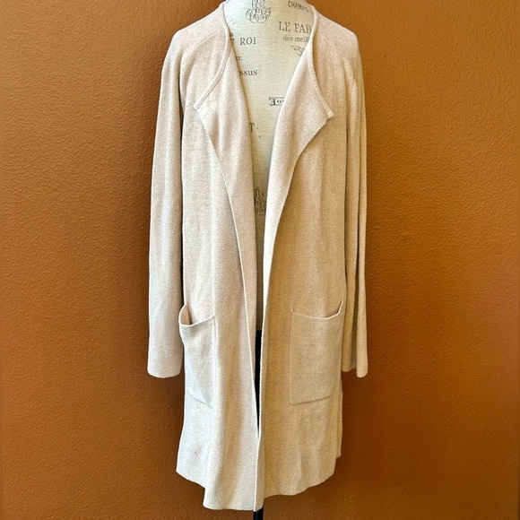 NWT! Barefoot Dreams Cozy Chic Ultra Lite Wide Collar Jacket Medium Sand Dollar - Picture 4 of 9